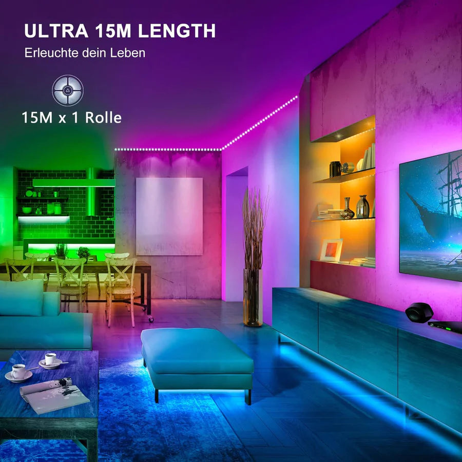 Striscia LED RGB 15M 44 Tasti Bluetooth Controllo da APP Classe A