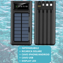 Power Bank caricabatterie portatile pannello solare cavi integrati usb